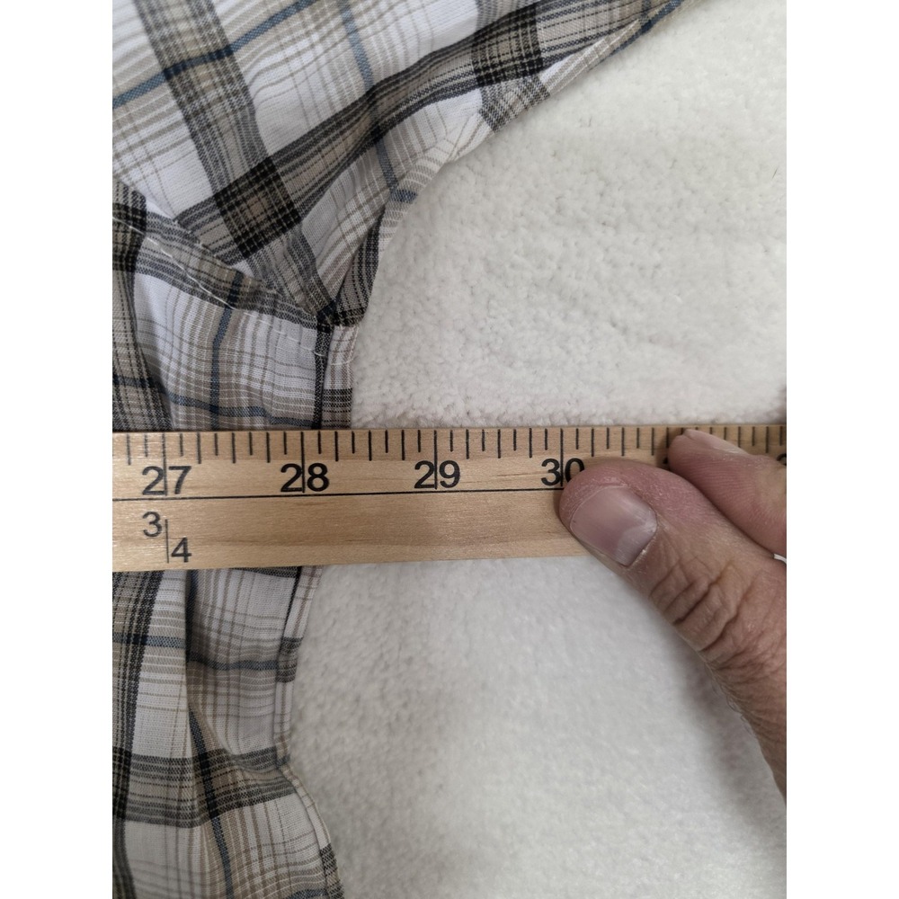 Wrangler Shirt Mens 2XL Brown Plaid Western Snap Short Sleeve Easy Care - Picture 7 of 10